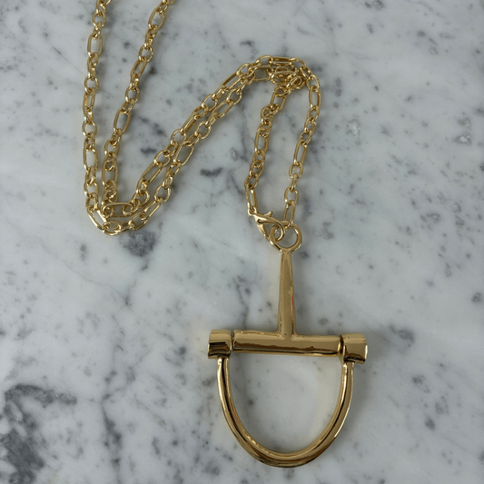 Large Gold Horse Bit Necklace - 36"