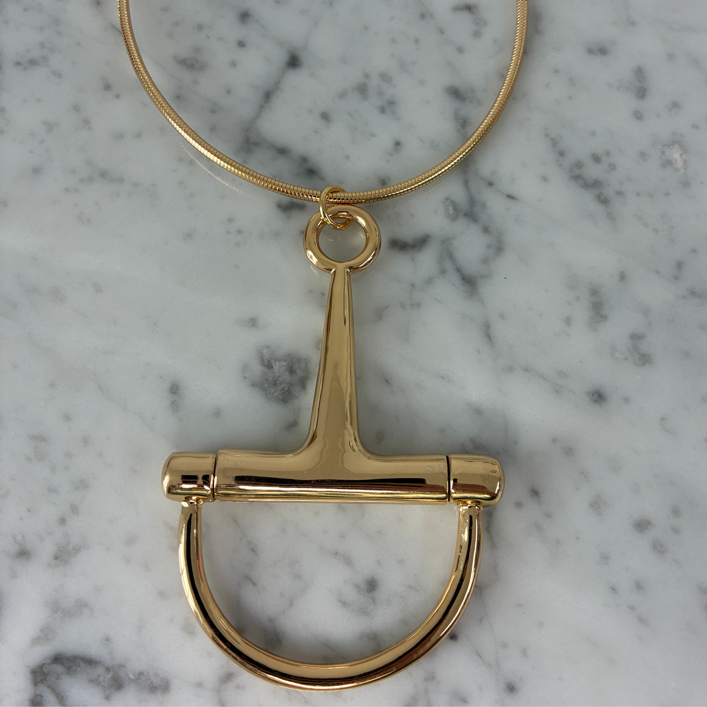 XL Horse Bit on Snake Chain Necklace -16"