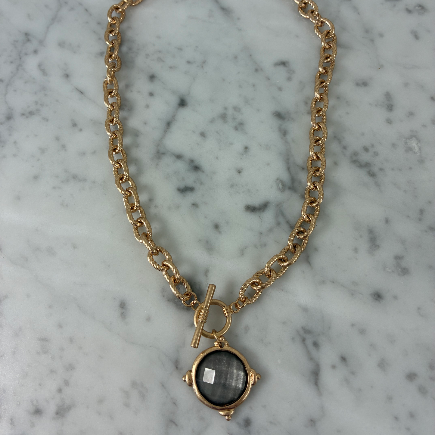 Stone Pendant Necklace w/ Toggle