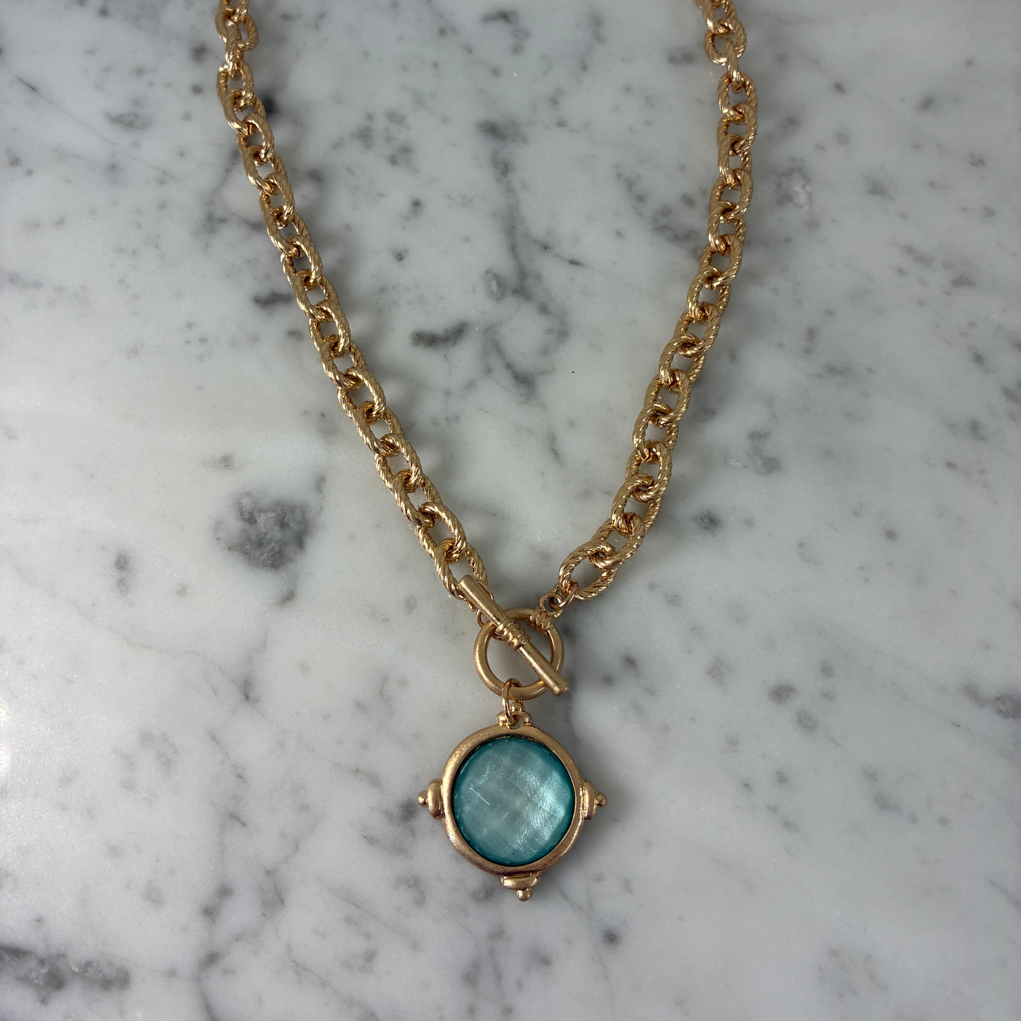 Stone Pendant Necklace w/ Toggle