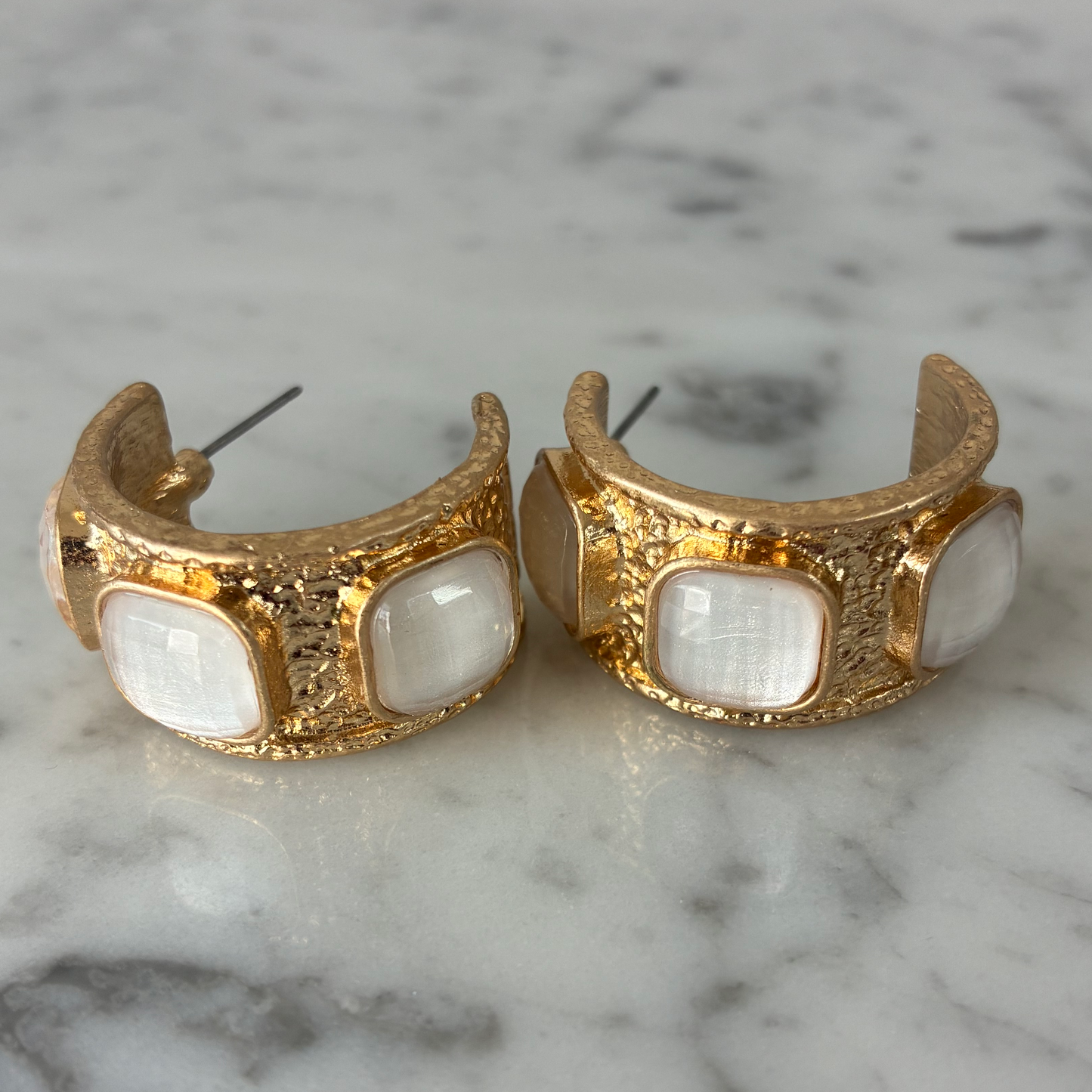 Chunky Gold Hoop w/ Stones
