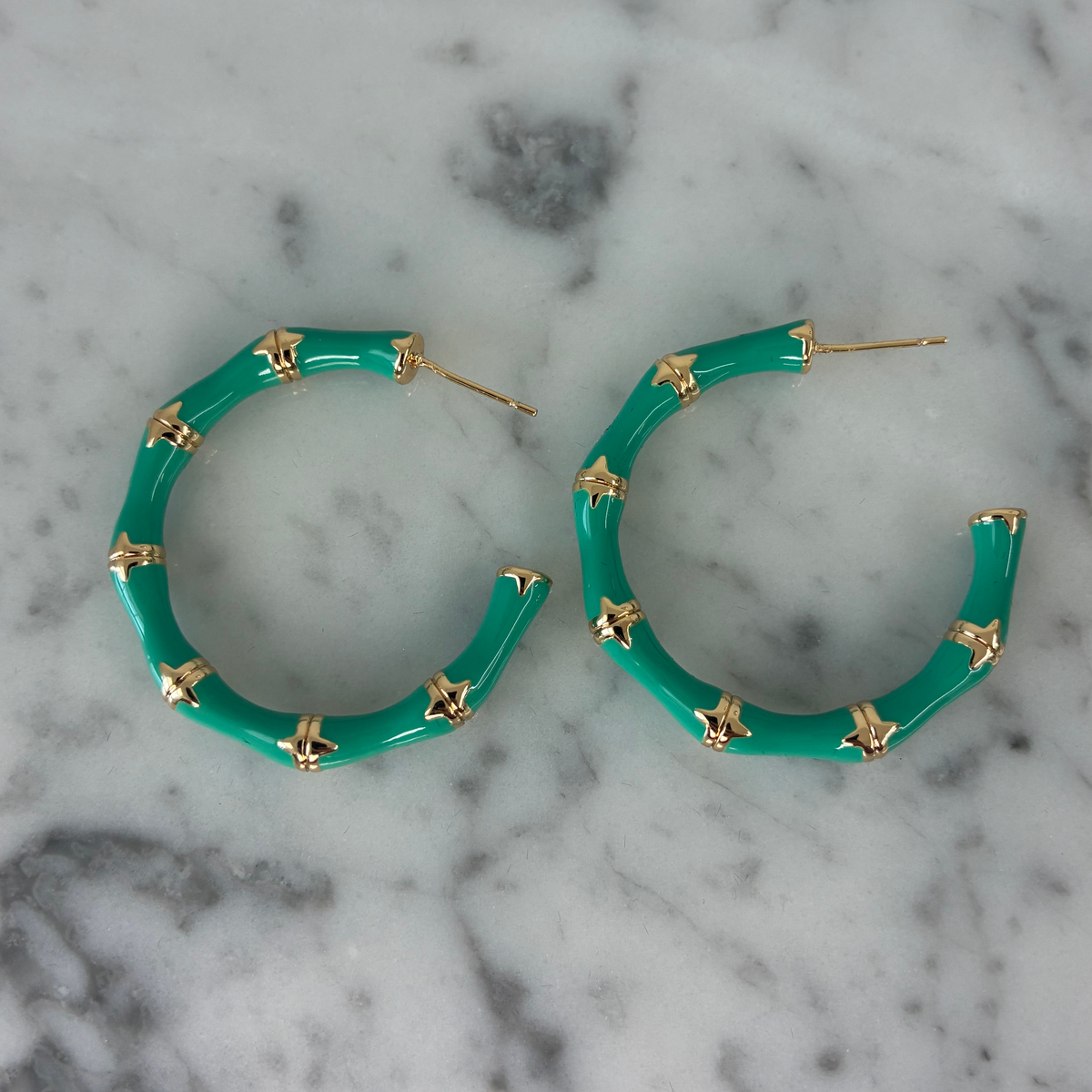 Gold Bamboo Half Hoop Earrings
