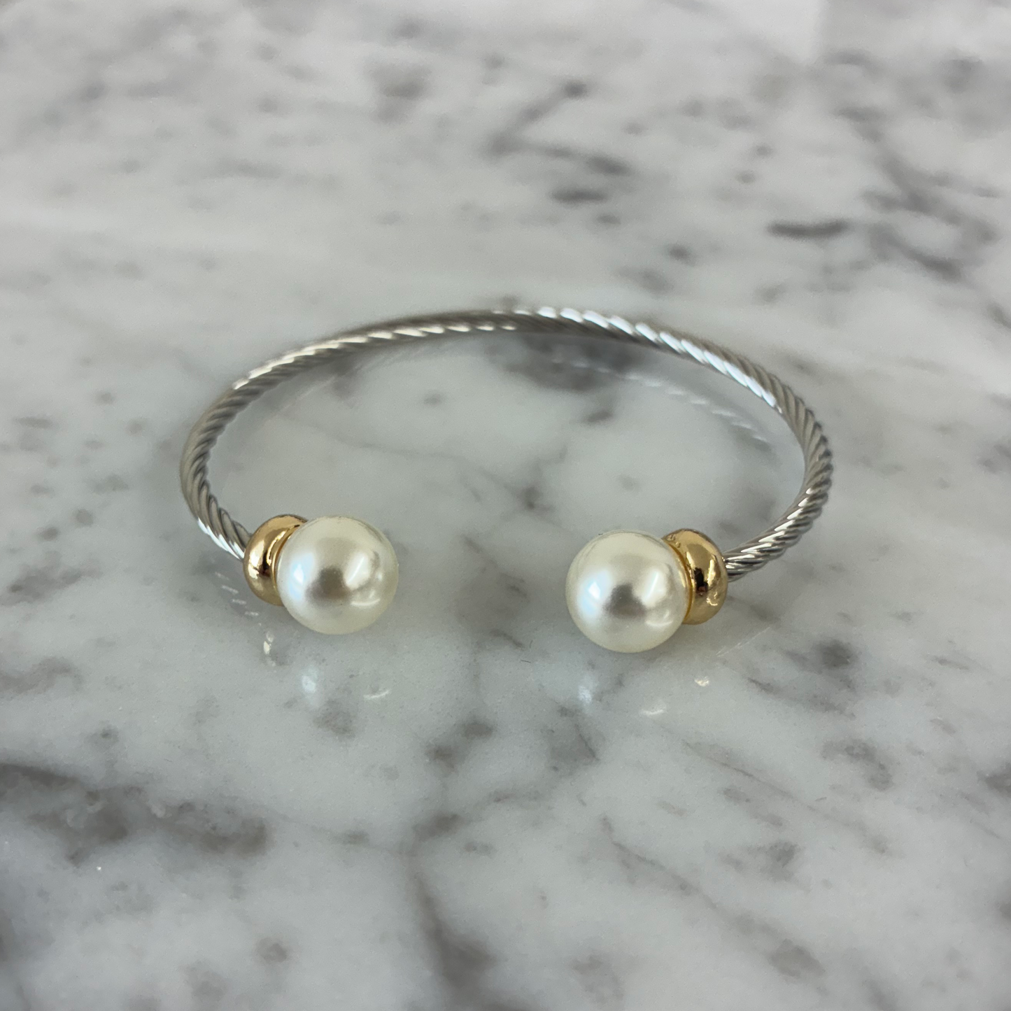 Two Tone Pearl Bangle