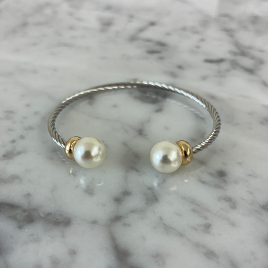 Two Tone Pearl Bangle