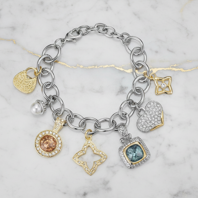 Charm Bracelet w/ Color Stones