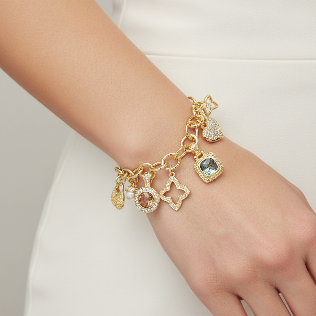 Charm Bracelet w/ Color Stones