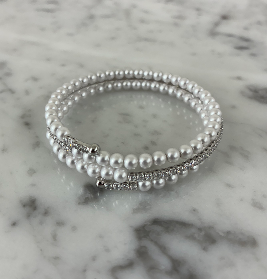 CZ Pearl Swirl Bracelet