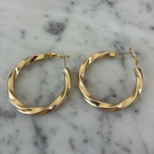 40mm Matte Gold Twist Hoop Earring