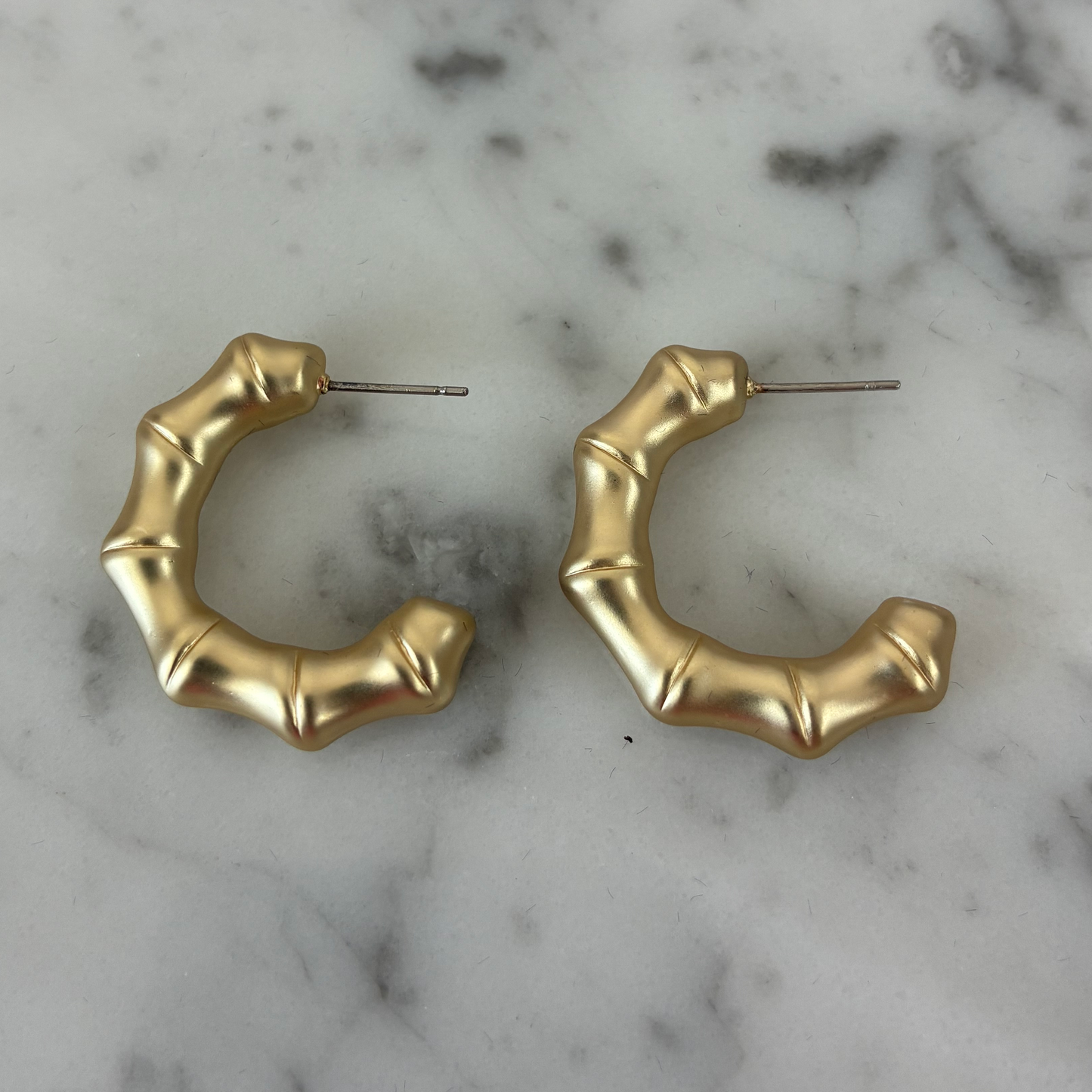 Bamboo Gold Matte Hoop Earring