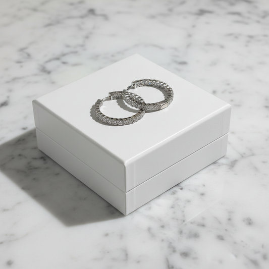 Silver CZ Inside/Out Hoop Earrings