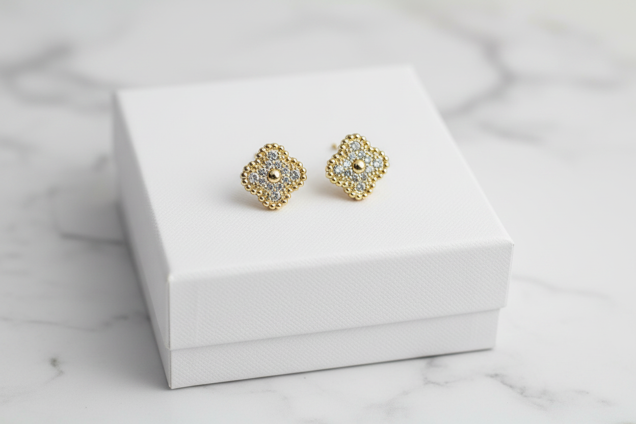 Gold 12mm Flower Earring