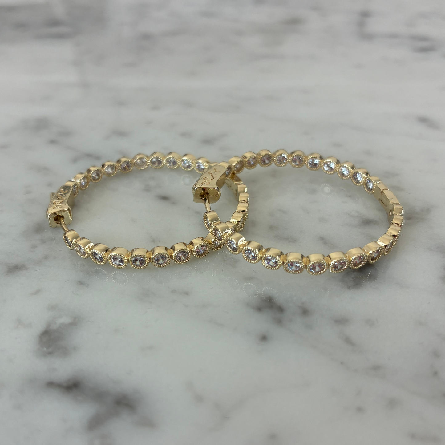 Inside/Out Med CZ Hoop Earring