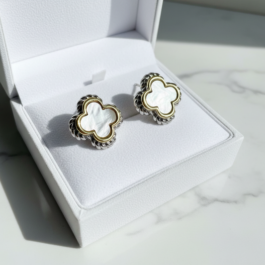Two Tone Clover Earring