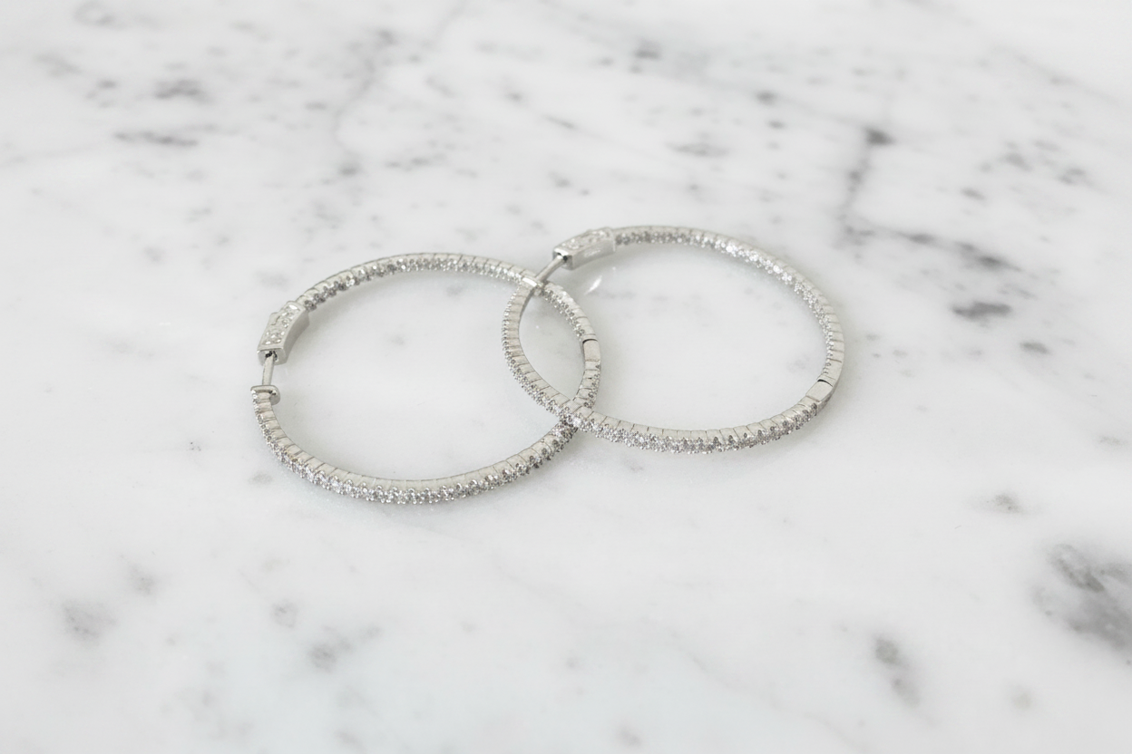 CZ Lg Inside Out Hoop Earrings