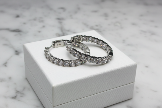 CZ Oval Inside Out Hoop Earrings