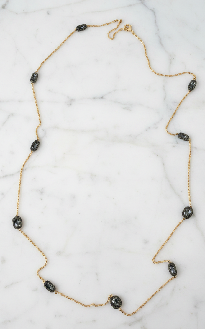 Gold/Hematite CZ Necklace - 36"