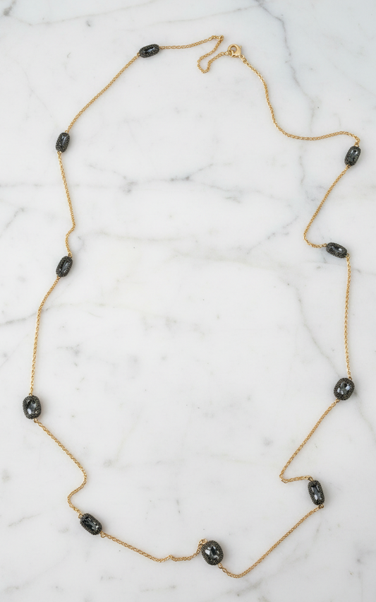 Gold/Hematite CZ Necklace - 36"