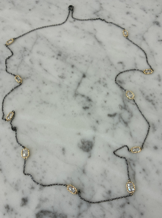 Gold/Hematite CZ Necklace - 36"