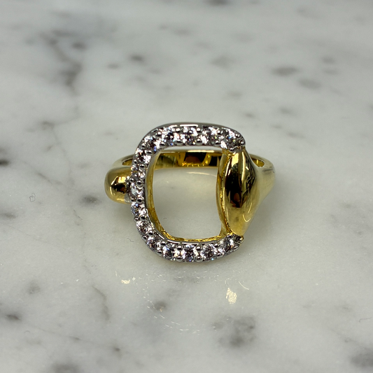 Gold Horseshoe Ring w/ CZs