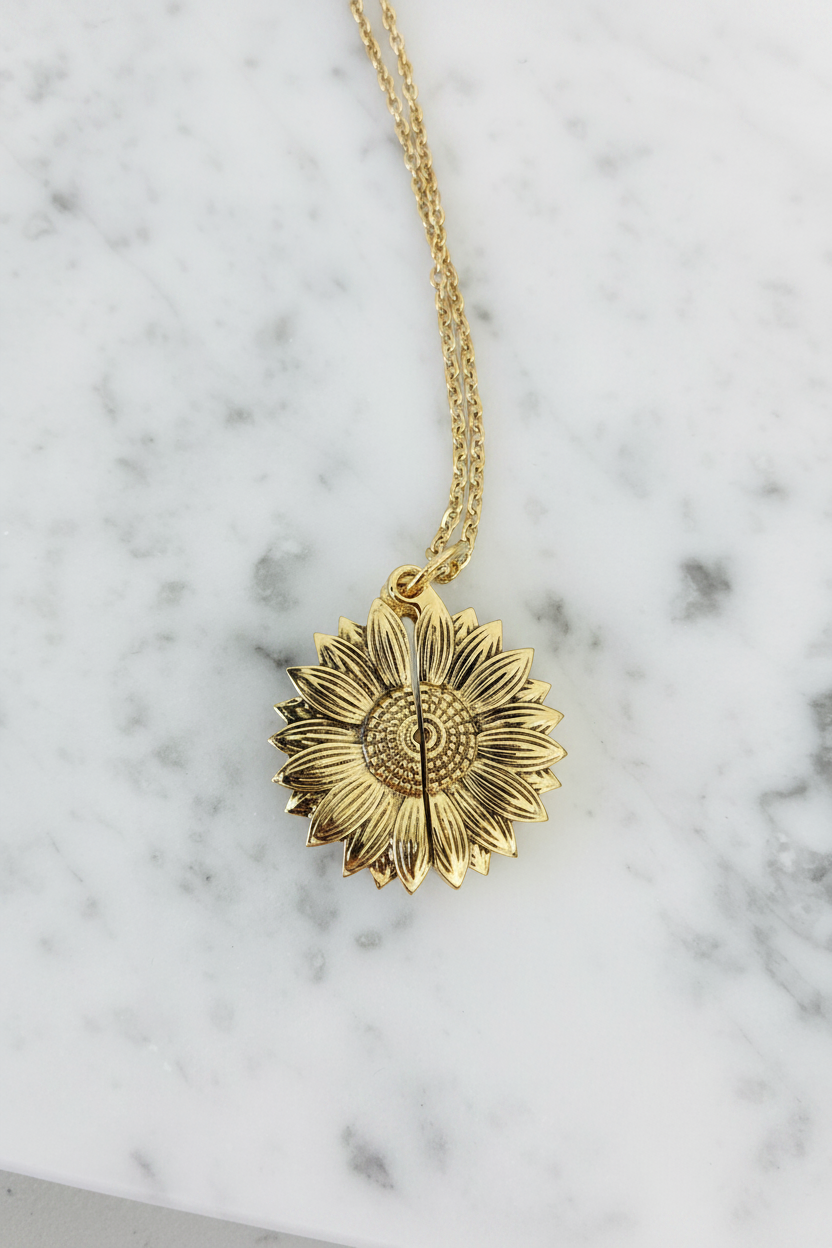 Sunflower Locket Necklace