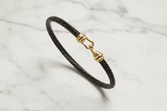 Thin Cable Bracelet w/ Gold Hook