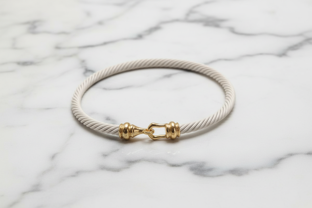 Thin Cable Bracelet w/ Gold Hook