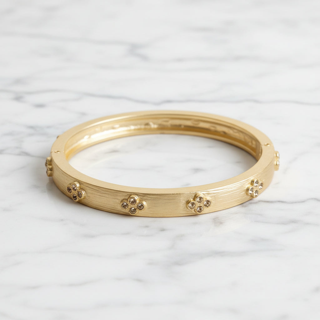 Brushed Gold Bracelet w/ CZs