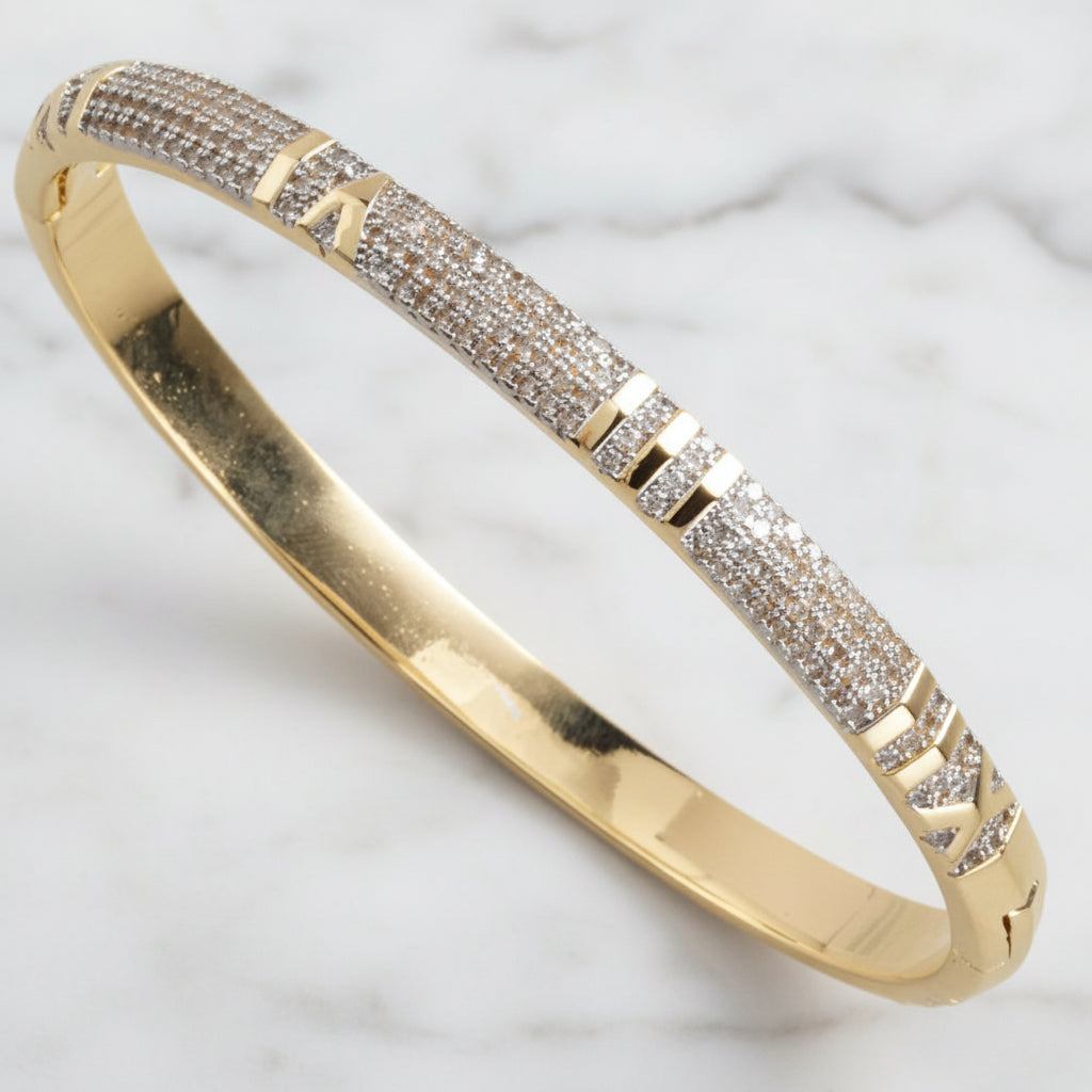 Gold Pave Bangle w/ Roman Numerals