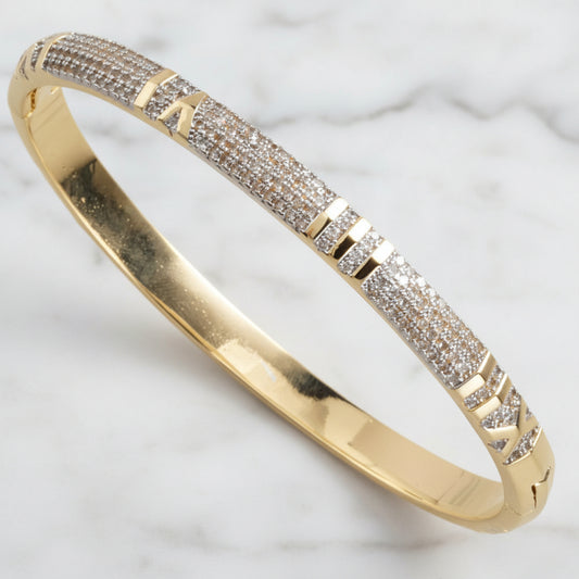 Gold Pave Bangle w/ Roman Numerals