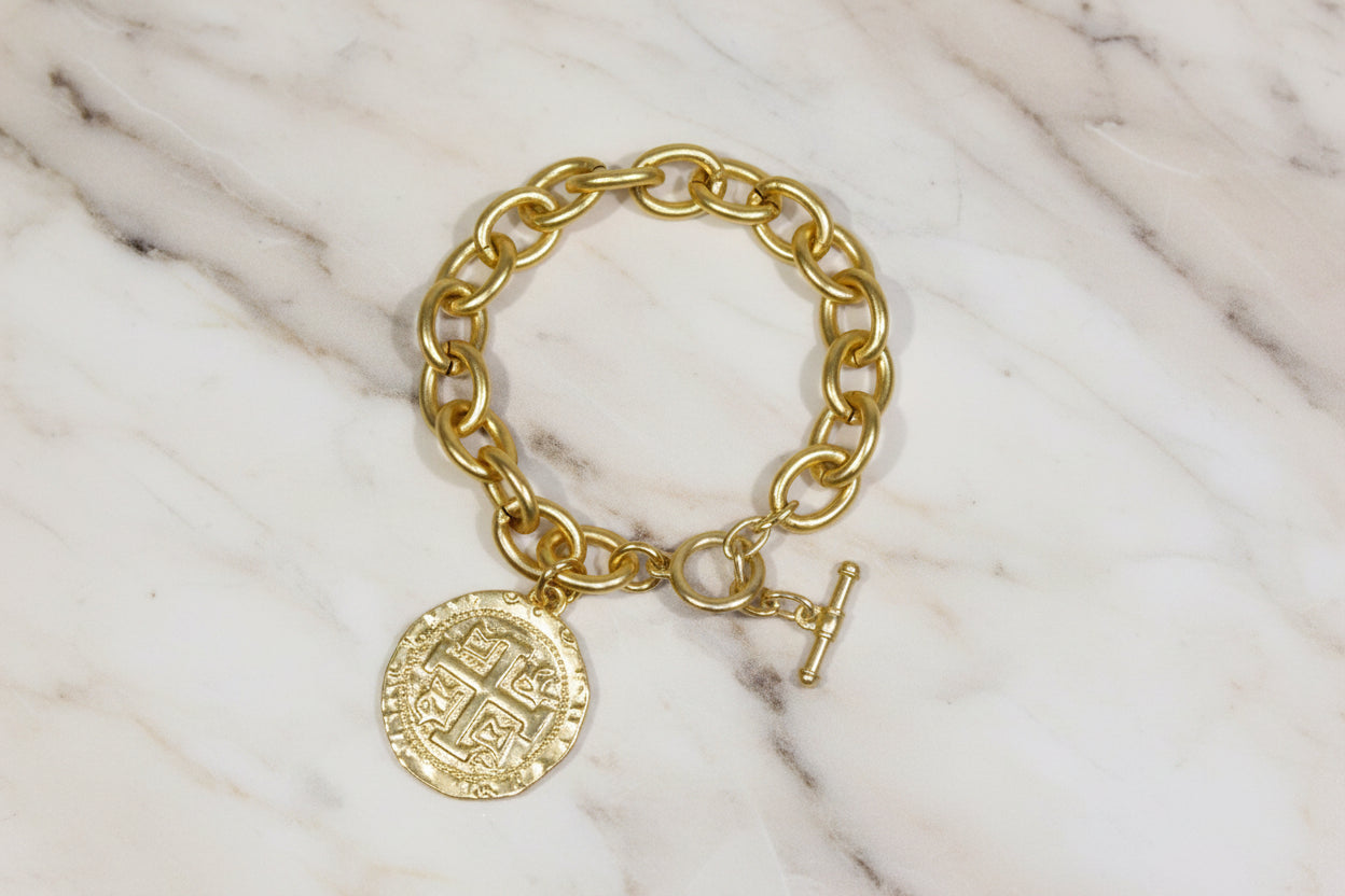Matte Gold Coin Bracelet