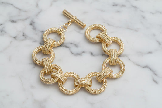 Ropey Gold Round Link Bracelet