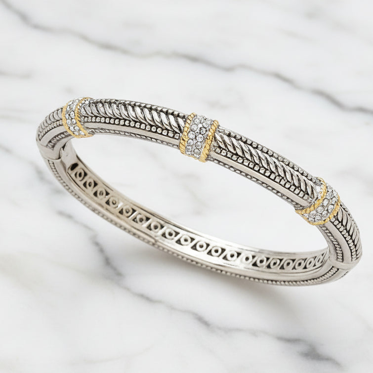 Two Tone Cable Bangle Bracelet