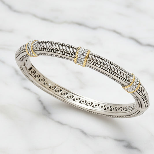 Two Tone Cable Bangle Bracelet