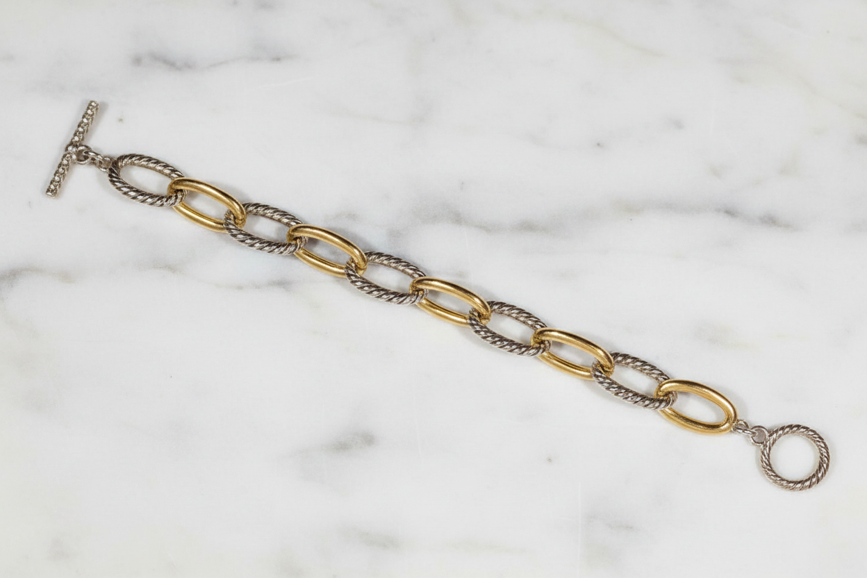 Two Tone Cable Link Bracelet