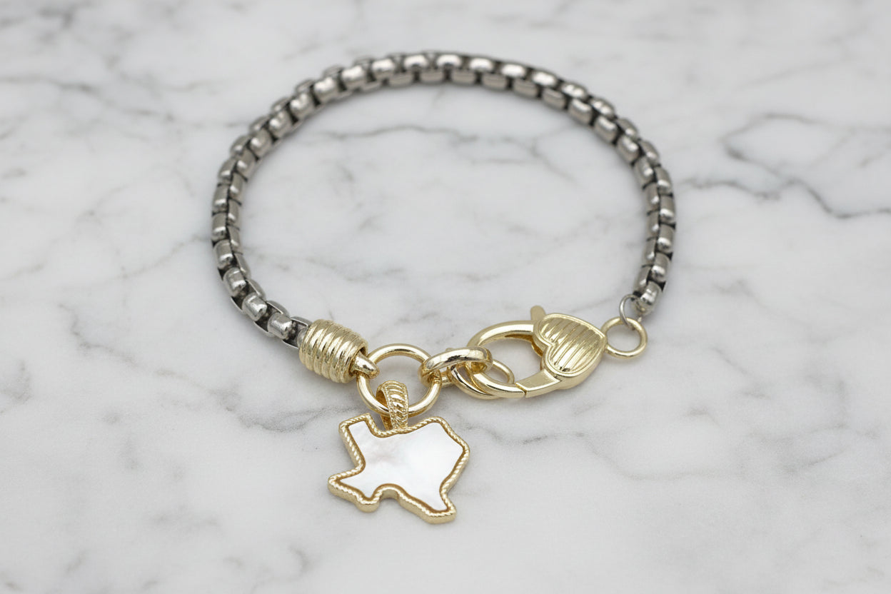 Two Tone Chain Bracelet w/ MOP Texas