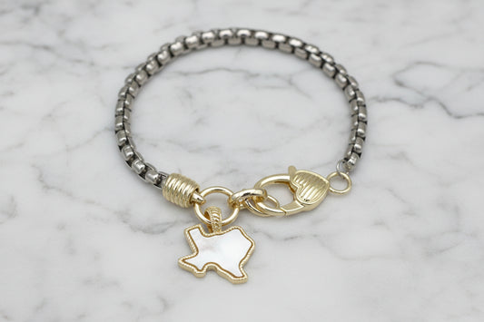 Two Tone Chain Bracelet w/ MOP Texas