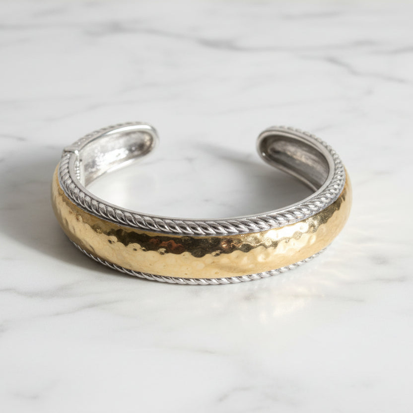 Two Tone Hammered Cable Cuff