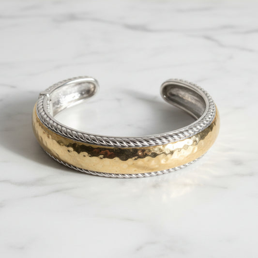 Two Tone Hammered Cable Cuff