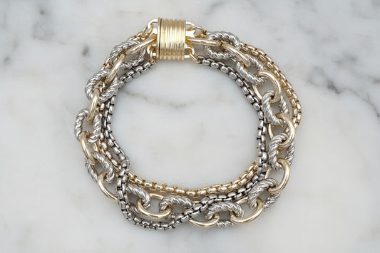 Two Tone Multi Chain Bracelet