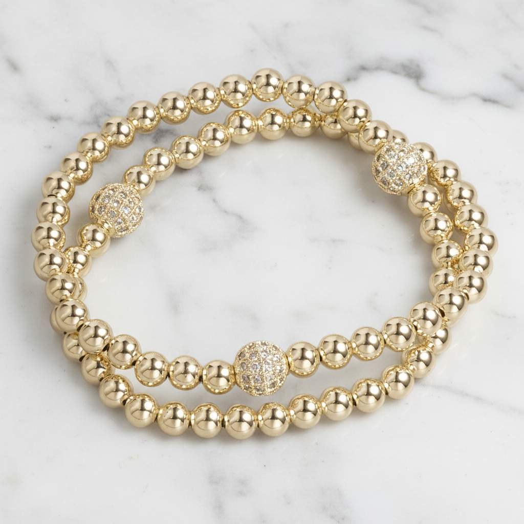 Double Layer CZ Ball Bracelet