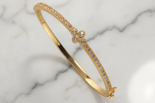 Thin CZ Bangle w/ CZ Flower