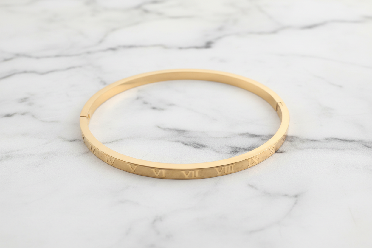Thin Roman Numeral Bangle