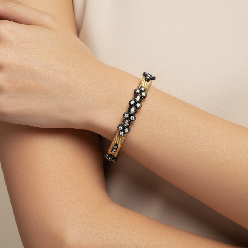 Cable Bangle w/ CZs