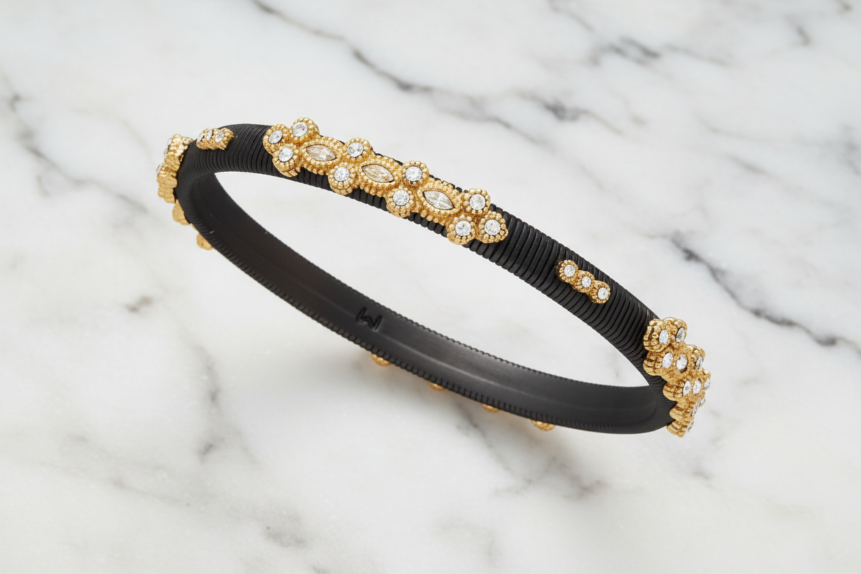 Cable Bangle w/ CZs