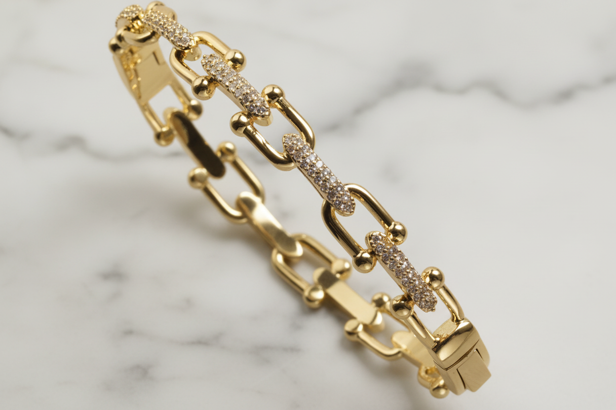 Horseshoe Link CZ Bracelet