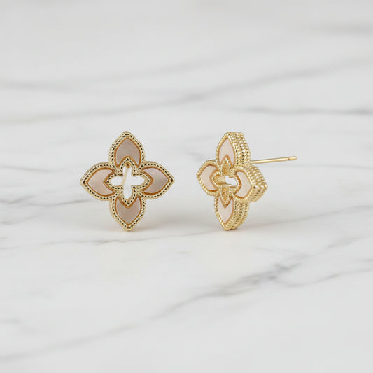 Gold MOP Clover Post Earring