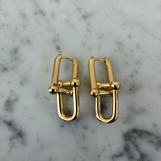 Gold Square Link Dangle Earring