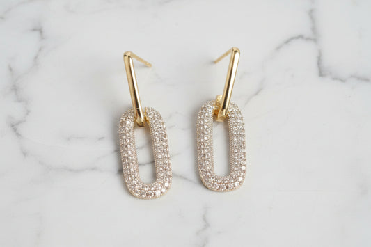 Gold Two Tone Pave Link Earring