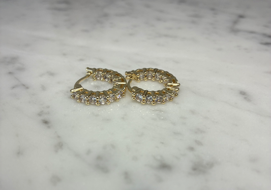 Small Gold CZ Huggie Hoop Earring