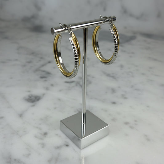Two Tone Twisted Oval Cable Earring